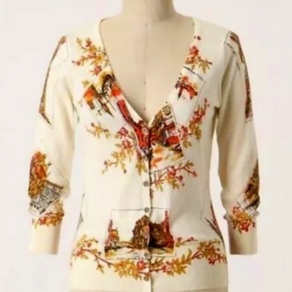 Anthropologie's Moth Postcards from Venice Cardigan, Size Large